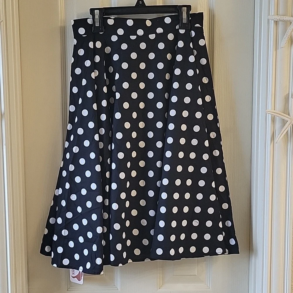 Polka Dot Flare Skirt - Black and White NWT
